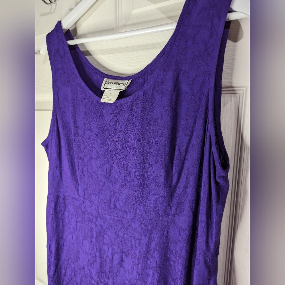 Karin Stevens purple textured sleeveless vintage dress size 12 - Picture 2 of 6